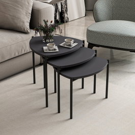 AUCUNE Mesa de centro apilable LENNY Ovalada Antracita